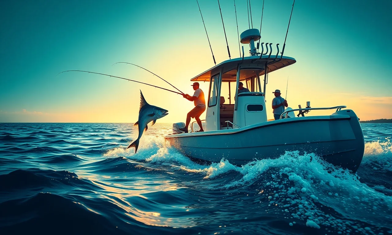 Anglers on a sport-fishing charter boat offshore