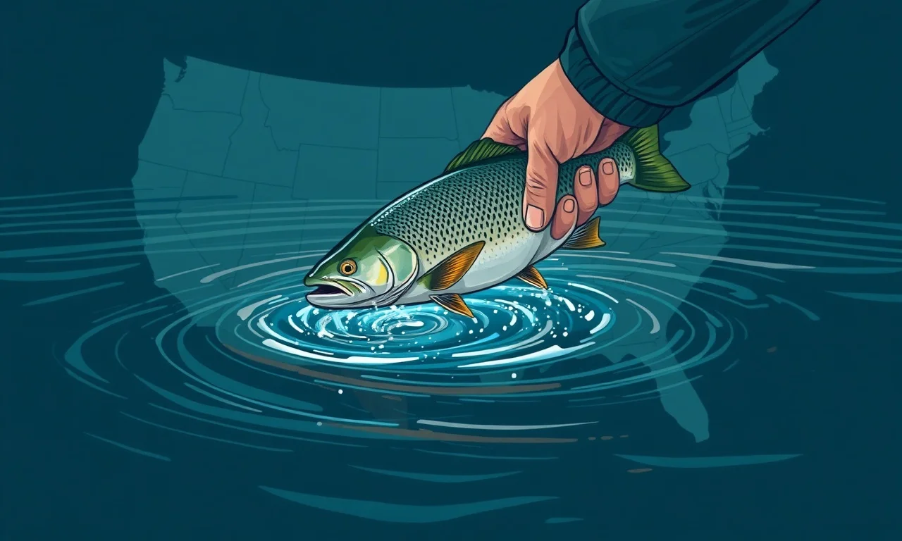 Releasing a healthy fish — fishing licenses and regulations