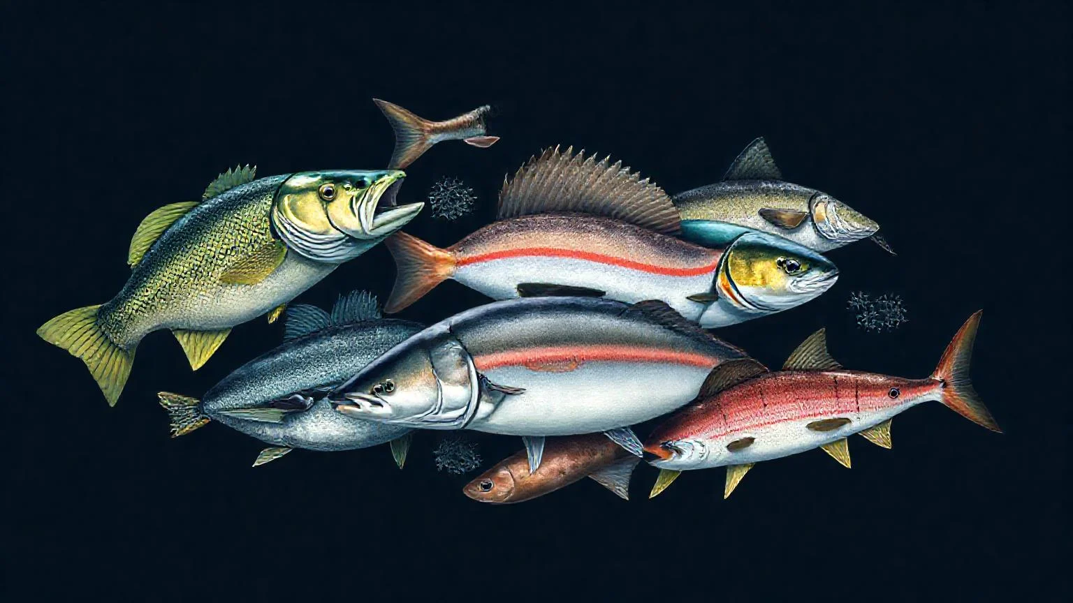 Freshwater and saltwater fish species